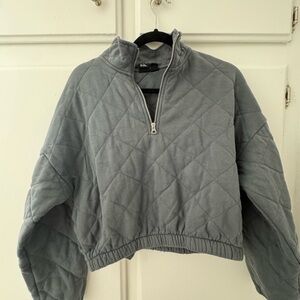 Roxy Gray Quilted Half-Zip Puffer Pullover